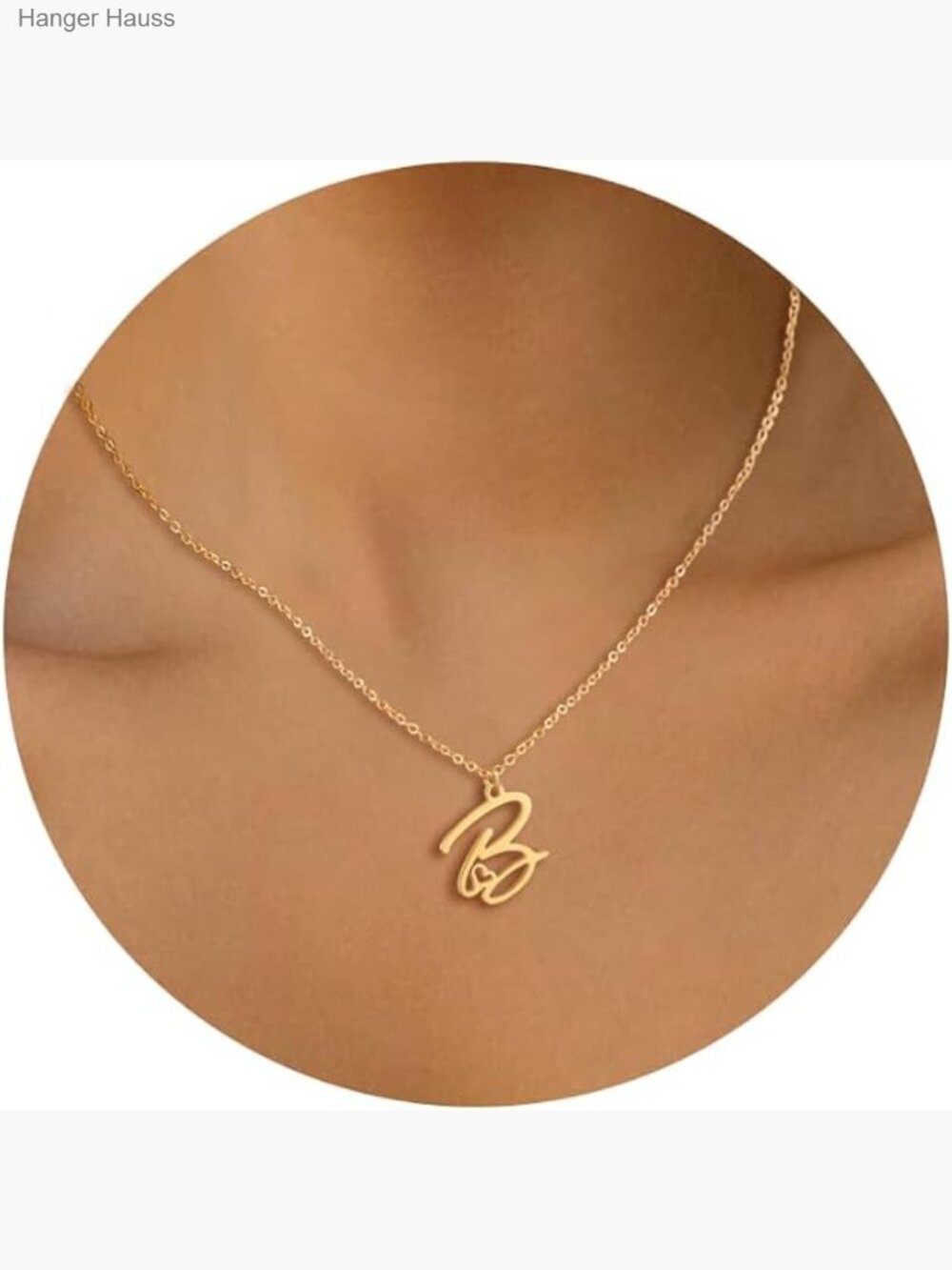 14K Gold Dainty A-Z Initial Letter Pendant Necklace for Women